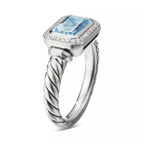 David Yurman Novella Ring - Blue Topaz & Diamond - Picture 4 of 12